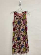 LOFT Size S Pink/Green Burgundy/Blue Floral Sleeveless Ladies Dress