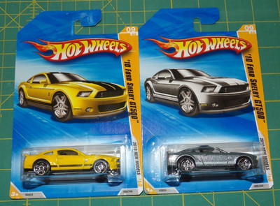 2X - 2010 Hot Wheels New Models -  10 Ford Shelby GT500 - Yellow & Silver
