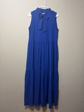Molly Bracken Sleeveless Blue Maxi Dress Size Medium Cottage Boho Coastal Resort