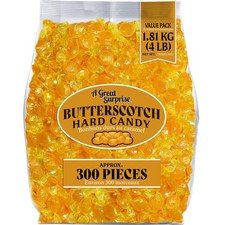 Premium Butterscotch Hard Candy 4 lb - Individually Wrapped Candy Discs Buttons