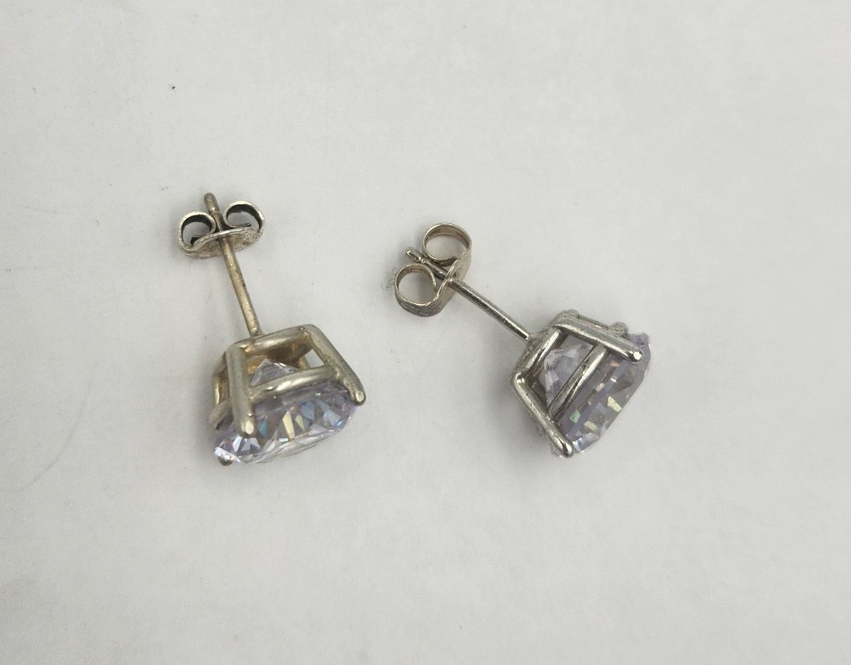 Sterling Silver Cubic Zirconia Stud Earrings View 5