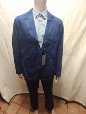 SPIER & MACKAY Men's Navy Unlined Cotton 3Roll-2Button Suit Separates 44R-31.5L