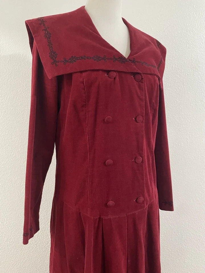 Vestido De Colección Años 80/90 Laura Ashley Pana Cuello Marinero Doble Pecho Talla 10 Foto 4 de 4