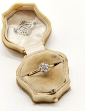 18ct Antique Gold And Diamond Hexagon Ring Size O