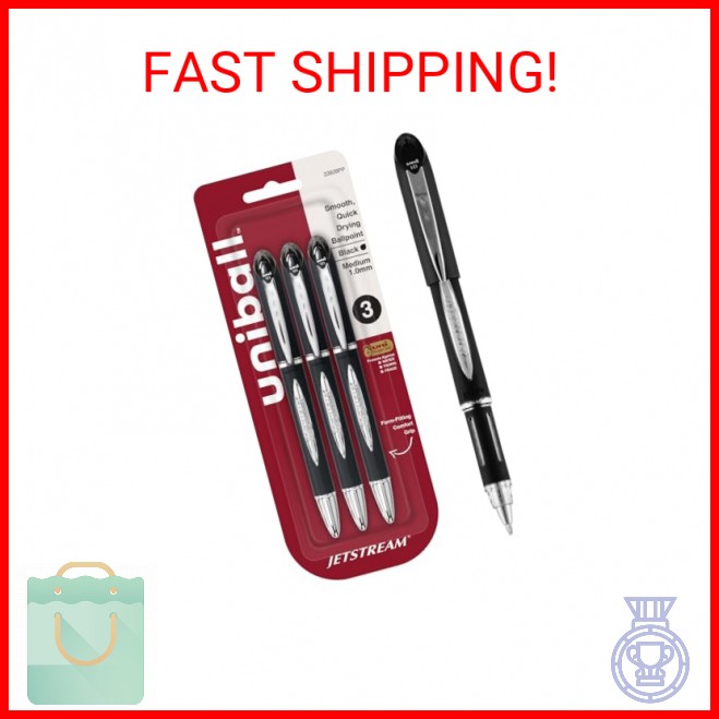 Uni-Ball 33928PP Jetstream Ballpoint Pens, Bold Point 1.0Mm , Black, 3 Count, Bl
