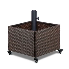 Outdoor Umbrella Base with Fillable Planter Box Heavy Duty Patio Umbrella Sta...