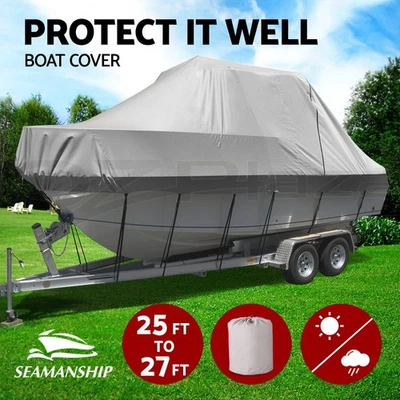 Seamanship Boat Cover 25-27ft Trailerable Jumbo Marine 600D Heavy Duty - image 1 of 4