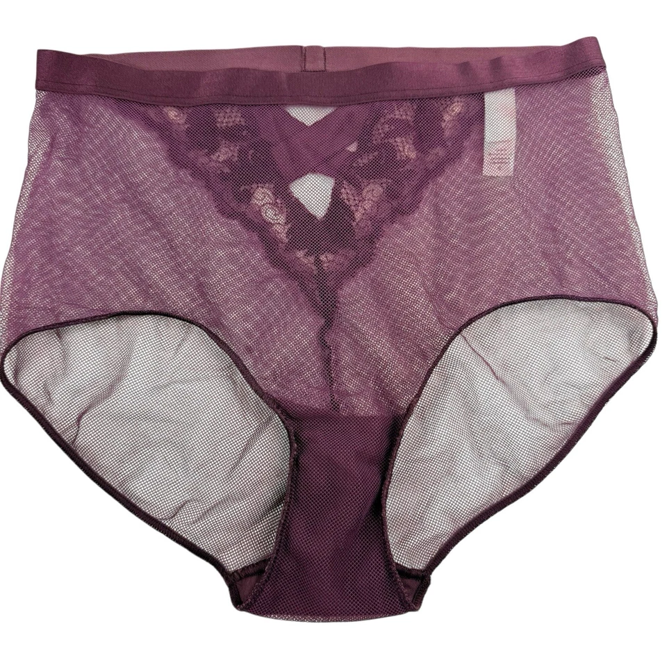 Bragas vintage Victoria's Secret talla pequeña malla transparente púrpura Foto 4 de 4