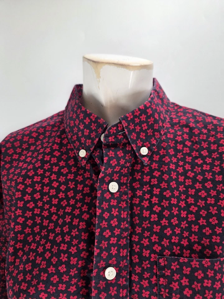 Jack Spade Men's Shirt Extra Large Red Cotton Floral Short Sleeve Button - Image 3 of 4