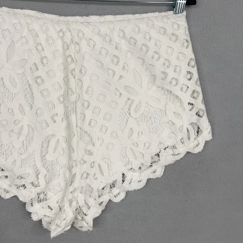 Pantalones Cortos Free People FP One Para Mujer Medianos Blancos Encaje Crochet Vieira Dobladillo Boho Foto 3 de 4