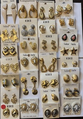 Lot Of Dead Stock 28 Pairs True Vintage Earrings