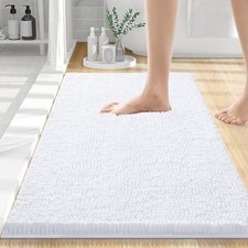 Luxury Chenille Bathroom Rugs 24x16, Extra Soft and 24'' x 16'' White