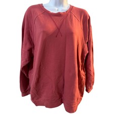 Zenana Oversized Raglan Sleeve Sweatshirt Crew Neck Comfy Rust Pullover Woman 1X