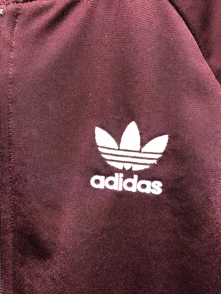 Adidas Women’s Jacket Size Small Burgundy White 3 Stripe Zip Pockets Athletic - Image 2 of 4