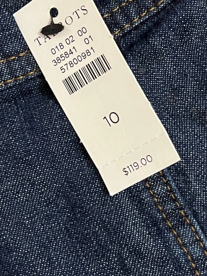 TALBOTS A-Line Harbor JEAN SKIRT 100% Cotton Denim Dark Blue Size 10 A001574 - Image 3 of 4