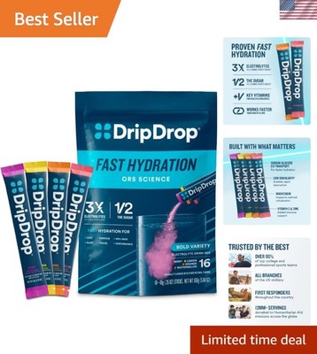 Convenient Hydration Packets - Bold Flavor Variety,  & Non-GMO, 16 Sticks