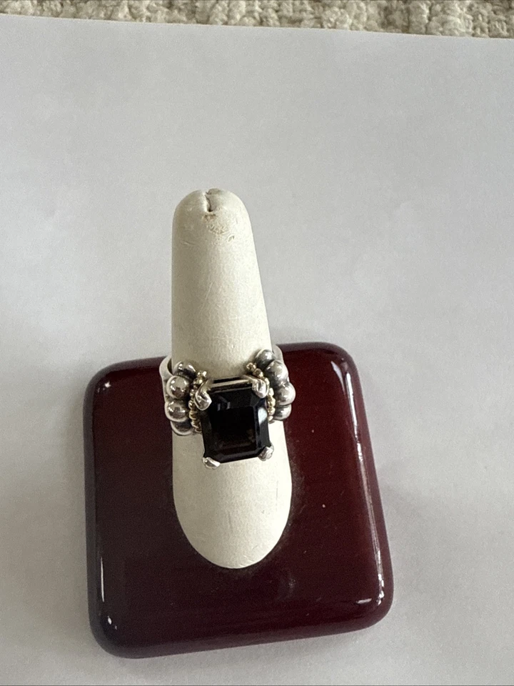 LAGOS Glacier Emerald-Cut Smokey Quartz Ring in Sterling Silver Size 8 - Image 2 of 4