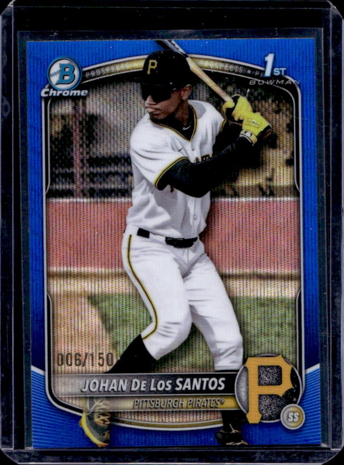 2025 Bowman Chrome Johan De Los Santos Blue Wave Refractor 1st #6/150