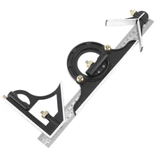 12 Inch Combination Square Set, Protractor & Center Head, Metric/Imperial, Level
