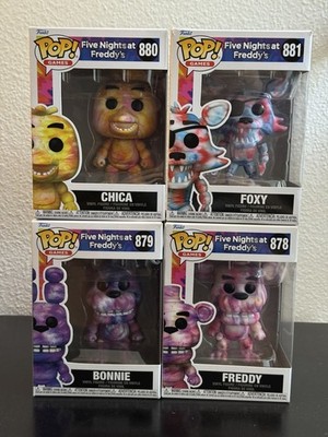Funko Pop! FNAF Tie-Dye 4er Set Freddy Bonnie Chica Foxy #878 881 OVP