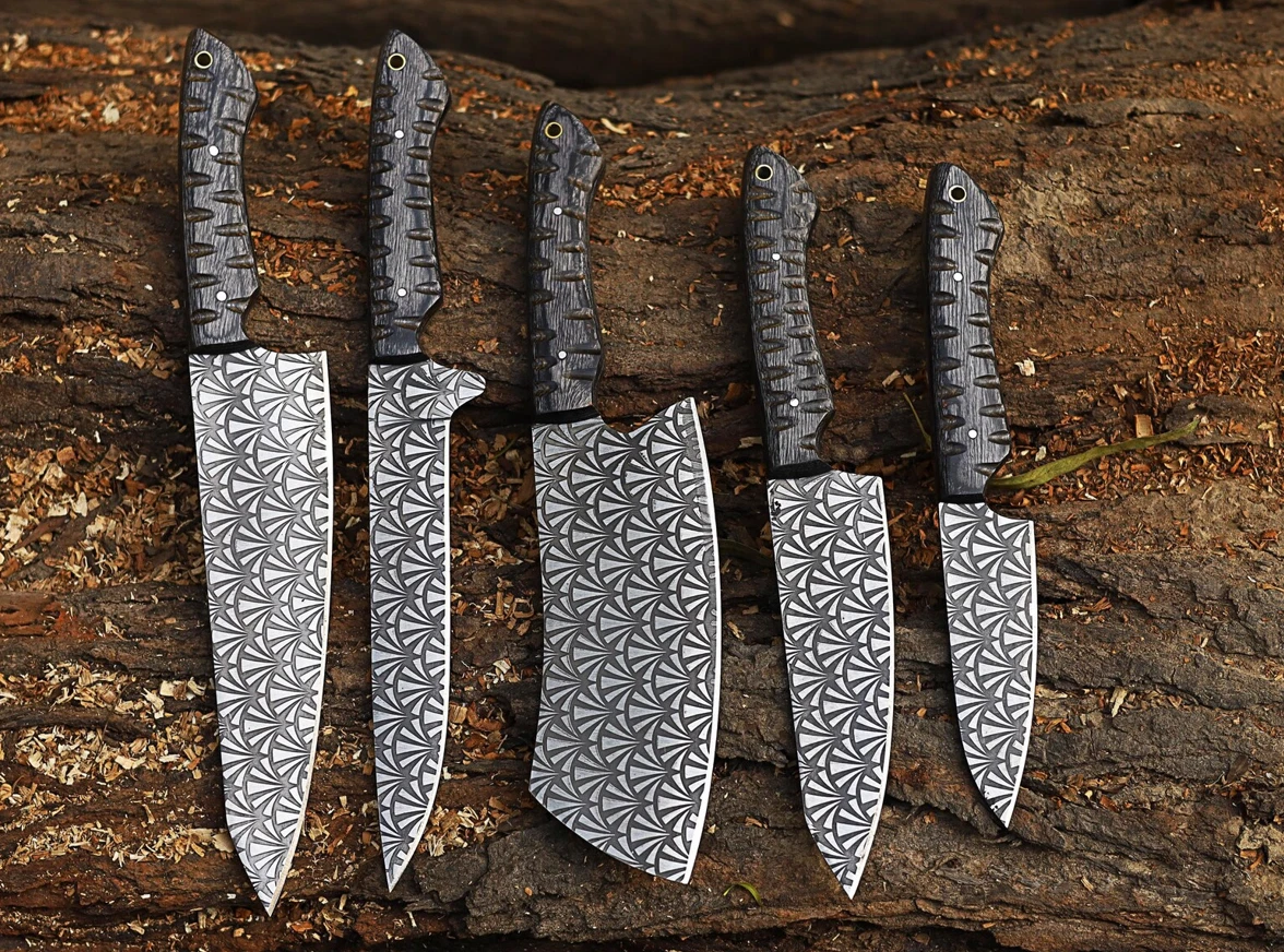 Custom Handmade Chef Knife Set, Kitchen Knives Set, Chef Set With Leather Sheath