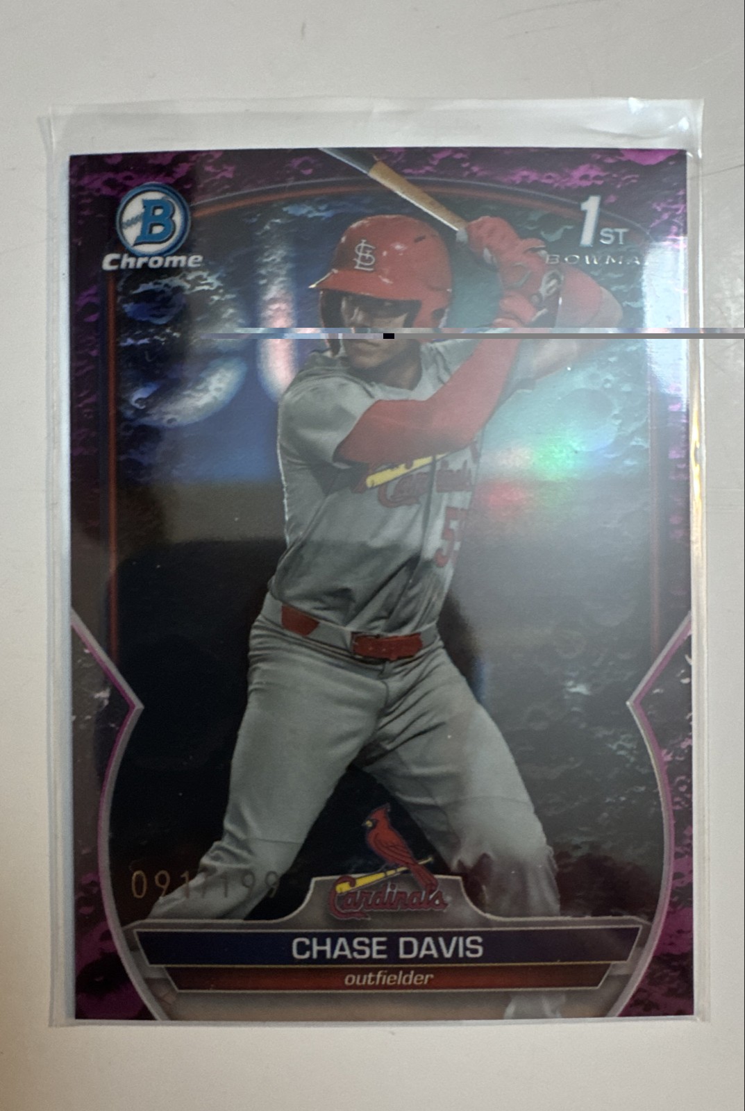 2023 Bowman Draft - Chrome Chase Davis #BDC-48 Fuchsia Lunar Refractor /199 (RC)