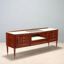 Mobile a Cassetti Vintage Legno Esotico Vetro Smaltato Anni 50-60 Originale