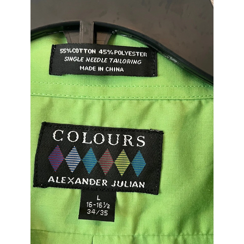 Camisa de vestir verde lima Colours by Alexander Julian para hombre grande 16-16,5 Foto 2 de 4