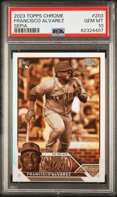FRANCISCO ALVAREZ 2023 Topps Chrome #203 SEPIA REFRACTOR Rookie RC PSA 10