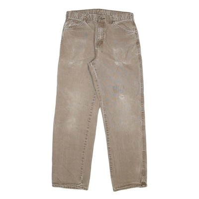 DICKIES Herren Regular Fit Beige Denim Gerade Bein W32 L32 Zip Baumwollmischung