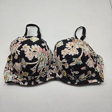 Victoria's Secret Women Bra 34DD Black Multi Floral Dream Angels Balconette