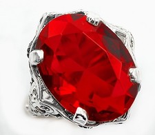 10CT Treated Ruby 925 Solid Sterling Silver Filigree Ring Jewelry Sz 7