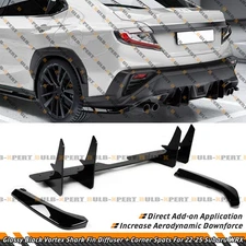 For 22-25 Subaru WRX Gloss Black Shark Fin Vortex Bumper Diffuser + Corner Spats