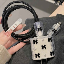 Clear Bow Charger Case for iPhone 18W 20W Adapter Cable Protector