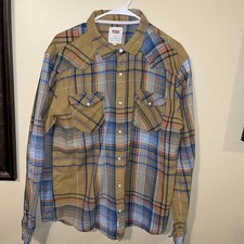Levi's Men's Plaid Pearl Snap Button Button Up Long Sleeve Western Style Size XL
