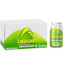 Refreshing Tropical Zero Sugar Energy Drink - 6x330ml Cans for Guilt-Free Boost