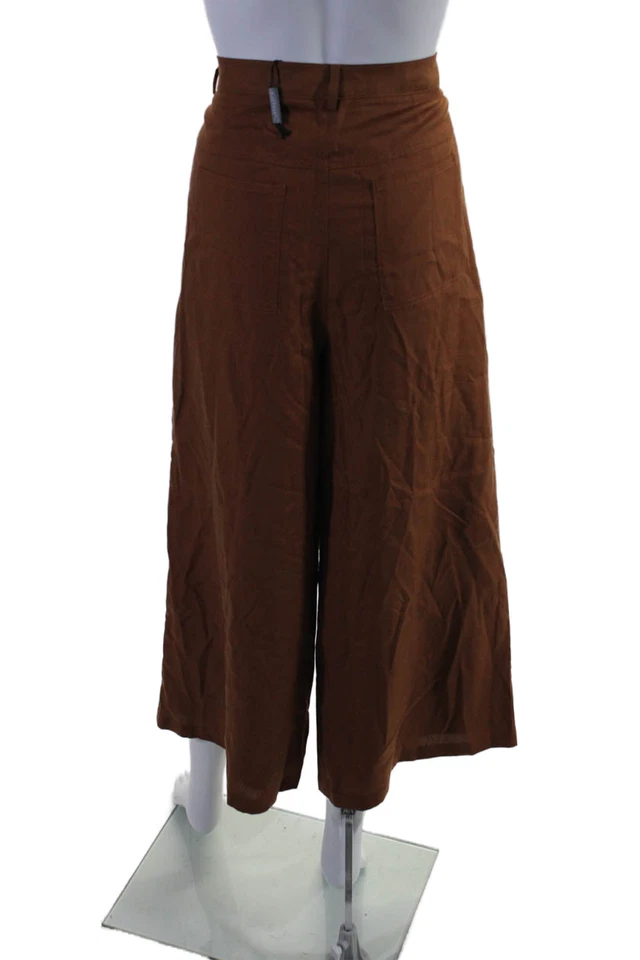 Женские хлопковые брюки Elie Tahari на пуговицах на молнии цвет ржавчины оранжевый размер 12 - Изображение 3 из 4