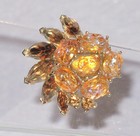 VTG Crown Trifari Etoile Line Clip-on Earring Gold Lava Glass AB Rhinestones — photo 2