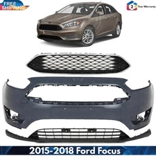 Front Bumper Cover Fascia & Grille Assembly Kit For 2015-2018 Ford Focus