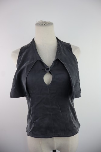 Emporio Armani, Emporio Armani T-shirt Femme 40 Vintage Décontracté Col V Gris Soie Élasthanne
