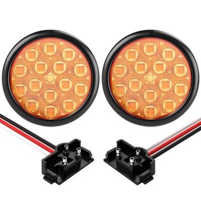 2-Pack Premium 4-Inch Round, IP67 Waterproof Trailer Tail Light with 15 LED H...