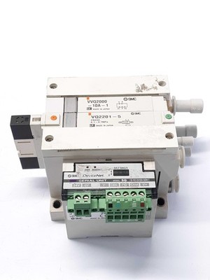 SMC EX120-SDN1 Serial Interface Unit W/One VQ2201-5 Solenoid Valve 