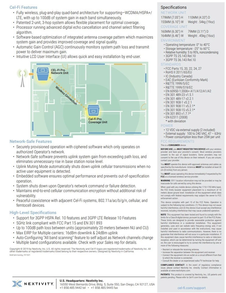 Nextivity Cel-Fi PRO P34-2/4/5/12 Signal Booster for 3G/4G/5G LTE Bands - AT&T - Image 3 of 4