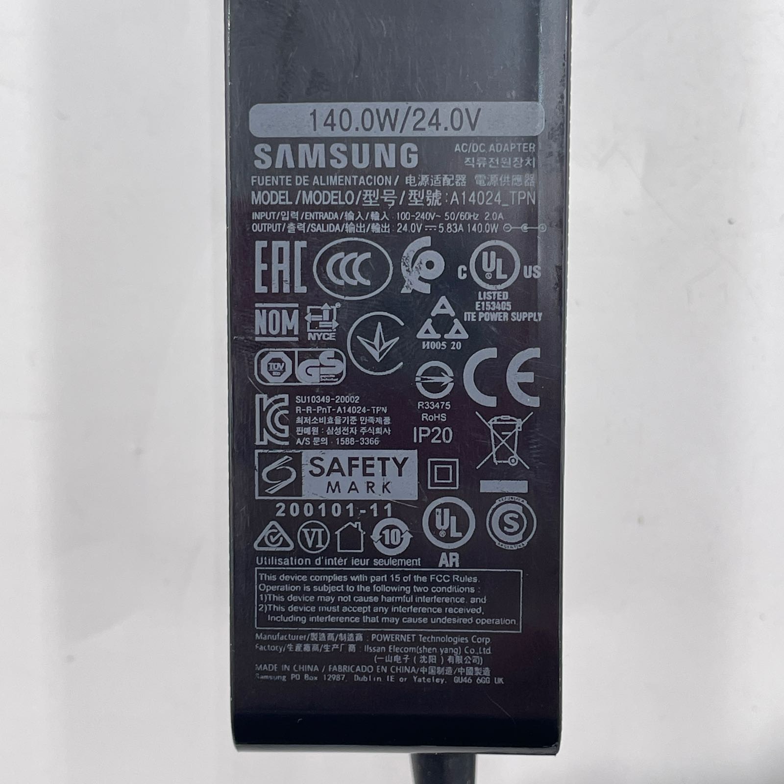 Genuine Samsung Monitor AC Power Adapter A14024_TPN 24V 5.83A 140W Black