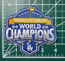 LA Dodgers Back to Back World Series Champs 4" Iron/Sew Patch~ Free Tracking!