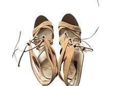 Sam Edelman Yardley Suede Lace-Up Sandals Block Heel Gladiator Tan Size 6.5