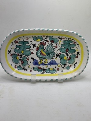 Italian Oval Handpainted Celery Butter Trinket Dish