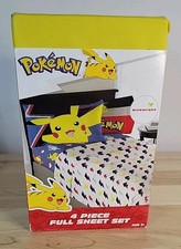 Pok mon 4 Piece Full Sheet Set Microfiber Anime Pikachu New
