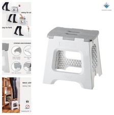 Foldable Step Stool 330 LB Capacity Non-Slip Compact Design Gray