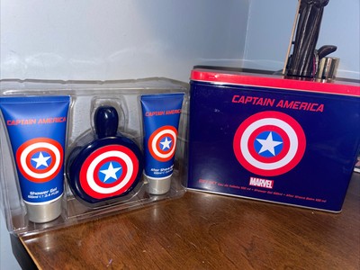 CAPTAIN AMERICA MARVEL GIFT SET 3.4 OZ TOLIETTE & SHOWER GEL & AFTER SHAVE BALM.